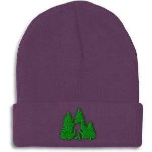 imageCustom Beanies for Men Woods Bigfoot A Embroidery Graphic Winter Hats for Women Acrylic Skull Cap 1 SizePurple Design Only