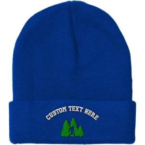 imageCustom Beanies for Men Woods Bigfoot A Embroidery Graphic Winter Hats for Women Acrylic Skull Cap 1 SizeRoyal Blue Personalized Text Here
