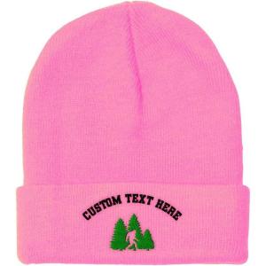 imageCustom Beanies for Men Woods Bigfoot A Embroidery Graphic Winter Hats for Women Acrylic Skull Cap 1 SizeSoft Pink Personalized Text Here