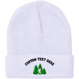 imageCustom Beanies for Men Woods Bigfoot A Embroidery Graphic Winter Hats for Women Acrylic Skull Cap 1 SizeWhite Personalized Text Here