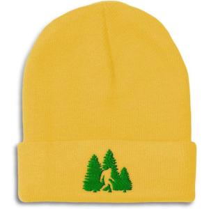 imageCustom Beanies for Men Woods Bigfoot A Embroidery Graphic Winter Hats for Women Acrylic Skull Cap 1 SizeYellow Design Only