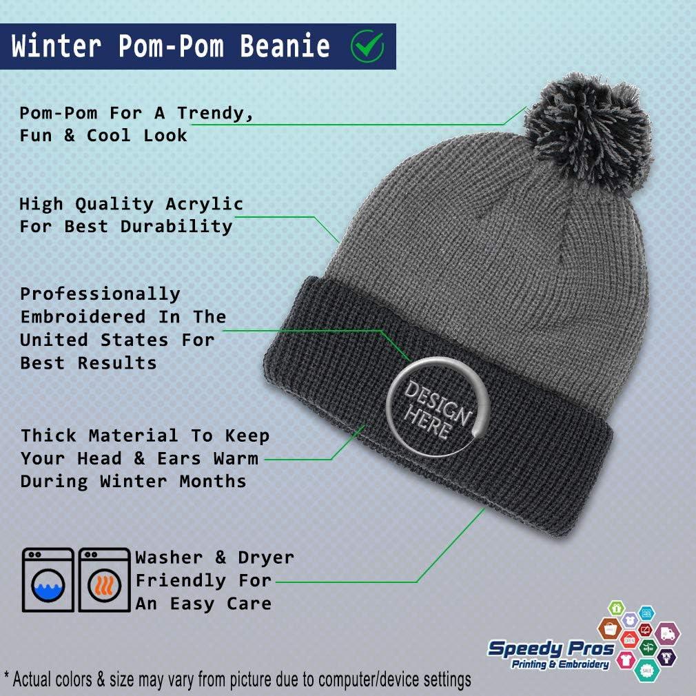 imageSpeedy Pros Pom Pom Beanies for Women Colorado State Flag Bear Embroidery Skull Cap Winter Hats for Men Acrylic 1 SizeGrey Black Design Only
