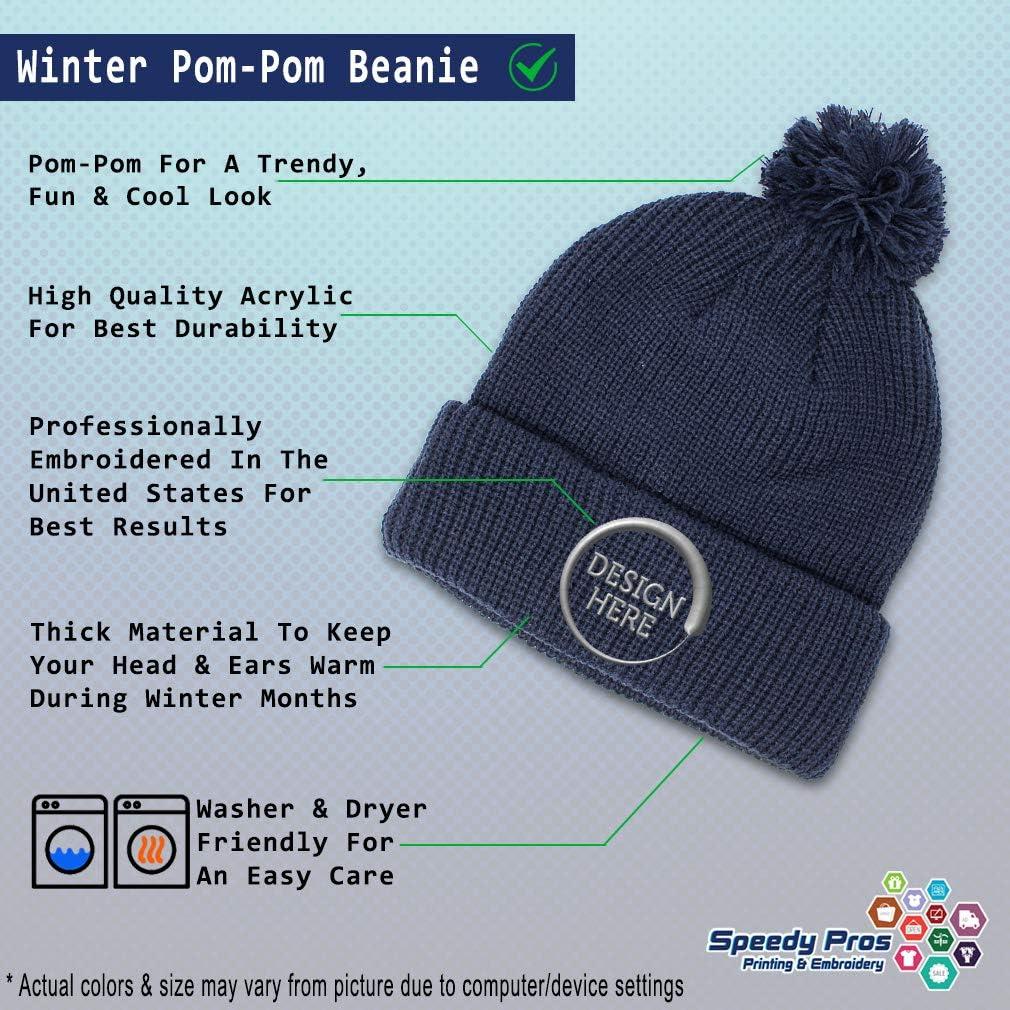imageSpeedy Pros Pom Pom Beanies for Women Colorado State Flag Bear Embroidery Skull Cap Winter Hats for Men Acrylic 1 SizeNavy Design Only