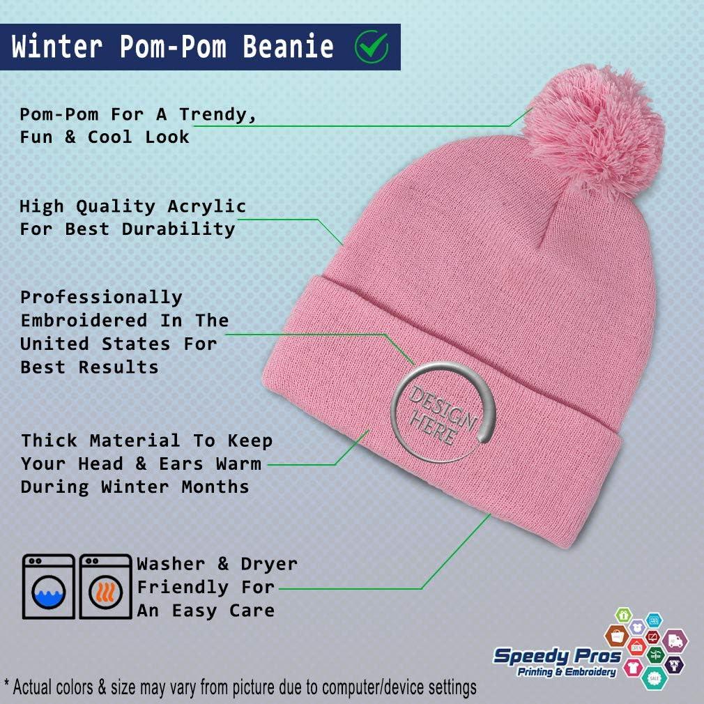 imageSpeedy Pros Pom Pom Beanies for Women Colorado State Flag Bear Embroidery Skull Cap Winter Hats for Men Acrylic 1 SizeSoft Pink Personalized Text Here