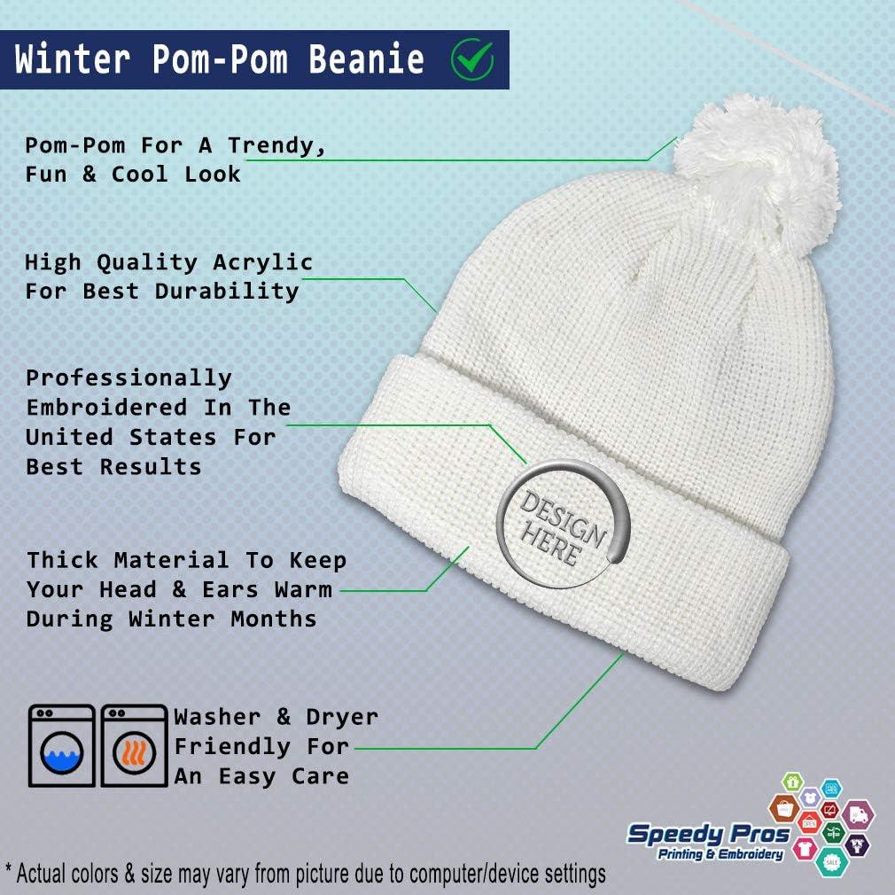 imageSpeedy Pros Pom Pom Beanies for Women Colorado State Flag Bear Embroidery Skull Cap Winter Hats for Men Acrylic 1 SizeWhite Personalized Text Here