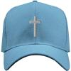 imageCustom Baseball Cap Cross Silver Embroidery Acrylic Dad Hats for Men ampamp WomenLight Blue Design Only
