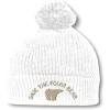 imageSave The Polar Bear Embroidery Embroidered Pom Pom Beanie Skully Hat Cap White