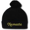 imageSpeedy Pros Namaste Embroidery Embroidered Pom Pom Beanie Skully Hat Cap Black