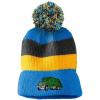 imageVintage Pom Pom Beanie Garbage Truck Green Embroidery Trucks Winter Hats Acrylic Skull Cap Hat for Men ampamp Women 1 Size Light Blue Stripes Design Only