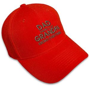 imageBaseball Cap Grandpa Knows Everything Embroidery Funny ampamp Novelty Humor AcrylicRed