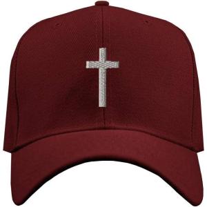 imageCustom Baseball Cap Cross Silver Embroidery Acrylic Dad Hats for Men ampamp WomenBurgundy Design Only