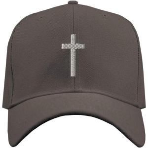 imageCustom Baseball Cap Cross Silver Embroidery Acrylic Dad Hats for Men ampamp WomenDark Grey Design Only