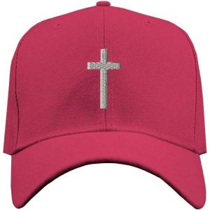 imageCustom Baseball Cap Cross Silver Embroidery Acrylic Dad Hats for Men ampamp WomenHot Pink Design Only