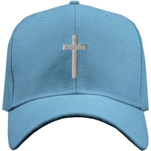 imageCustom Baseball Cap Cross Silver Embroidery Acrylic Dad Hats for Men ampamp WomenLight Blue Design Only