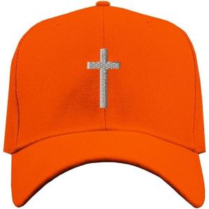 imageCustom Baseball Cap Cross Silver Embroidery Acrylic Dad Hats for Men ampamp WomenOrange Design Only