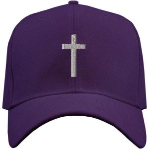 imageCustom Baseball Cap Cross Silver Embroidery Acrylic Dad Hats for Men ampamp WomenPurple Design Only