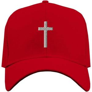 imageCustom Baseball Cap Cross Silver Embroidery Acrylic Dad Hats for Men ampamp WomenRed Design Only