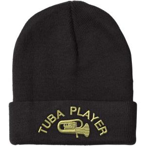imageCustom Beanies for Men Tuba Player Embroidery Music Winter Hats for Women Acrylic Skull Cap 1 SizeBlack Design Only