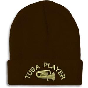imageCustom Beanies for Men Tuba Player Embroidery Music Winter Hats for Women Acrylic Skull Cap 1 SizeBrown Design Only