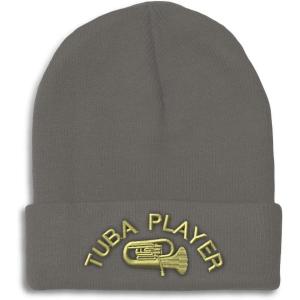 imageCustom Beanies for Men Tuba Player Embroidery Music Winter Hats for Women Acrylic Skull Cap 1 SizeDark Grey Design Only