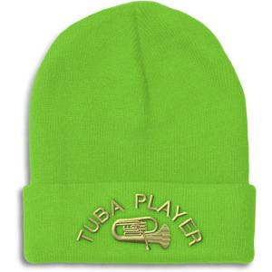 imageCustom Beanies for Men Tuba Player Embroidery Music Winter Hats for Women Acrylic Skull Cap 1 SizeLime Design Only