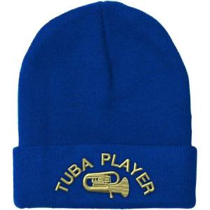 imageCustom Beanies for Men Tuba Player Embroidery Music Winter Hats for Women Acrylic Skull Cap 1 SizeRoyal Blue Design Only