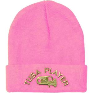 imageCustom Beanies for Men Tuba Player Embroidery Music Winter Hats for Women Acrylic Skull Cap 1 SizeSoft Pink Design Only