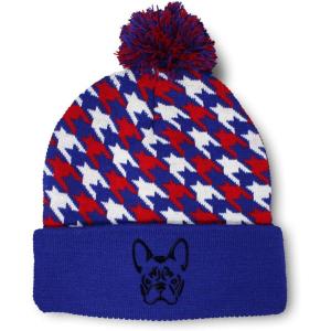 imageCustom Pom Pom Beanies for Women French Bulldog Silhouette Embroidery Skull Cap Winter Hats for Men 1 SizeAmerican Stars Design Only
