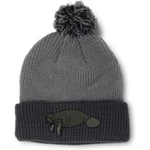imageCustom Pom Pom Beanies for Women Manatee Embroidery Skull Cap Winter Hats for Men Acrylic 1 SizeGrey Black Design Only