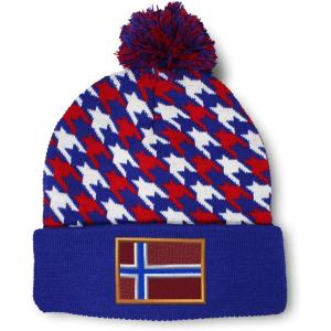 imageCustom Pom Pom Beanies for Women Norway Embroidery Skull Cap Europe Winter Hats for Men Acrylic 1 SizeAmerican Stars Design Only