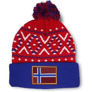 imageCustom Pom Pom Beanies for Women Norway Embroidery Skull Cap Europe Winter Hats for Men Acrylic 1 SizeAmerican X Design Only