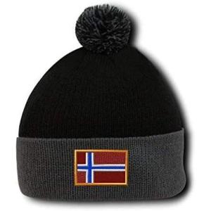 imageCustom Pom Pom Beanies for Women Norway Embroidery Skull Cap Europe Winter Hats for Men Acrylic 1 SizeBlack Grey Design Only