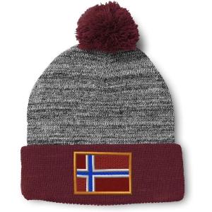 imageCustom Pom Pom Beanies for Women Norway Embroidery Skull Cap Europe Winter Hats for Men Acrylic 1 SizeHeather Gray Burgundy Design Only