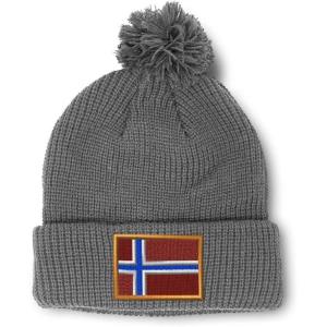 imageCustom Pom Pom Beanies for Women Norway Embroidery Skull Cap Europe Winter Hats for Men Acrylic 1 SizeLight Grey Design Only