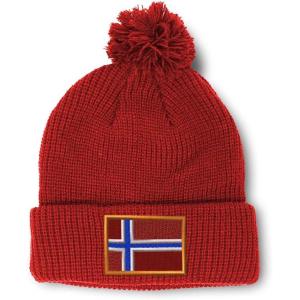 imageCustom Pom Pom Beanies for Women Norway Embroidery Skull Cap Europe Winter Hats for Men Acrylic 1 SizeRed Design Only