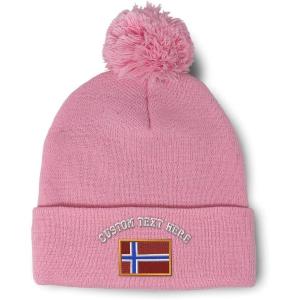 imageCustom Pom Pom Beanies for Women Norway Embroidery Skull Cap Europe Winter Hats for Men Acrylic 1 SizeSoft Pink Personalized Text Here