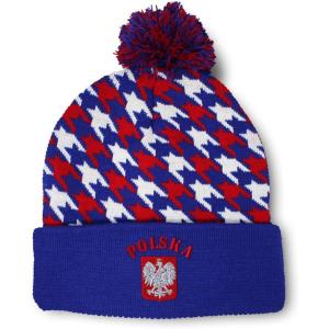 imageCustom Pom Pom Beanies for Women Poland Polska Seal Flag Embroidery Skull Cap Winter Hats for Men 1 SizeAmerican Stars Design Only