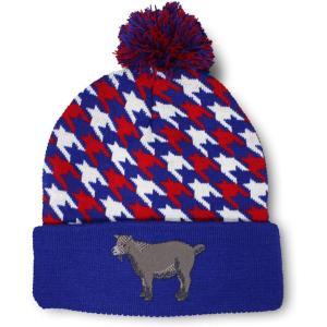 imageCustom Pom Pom Beanies for Women Pygmy Goat Embroidery Skull Cap Winter Hats for Men Acrylic 1 SizeAmerican Stars Design Only