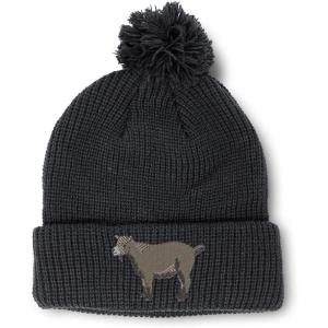 imageCustom Pom Pom Beanies for Women Pygmy Goat Embroidery Skull Cap Winter Hats for Men Acrylic 1 SizeBlack Design Only