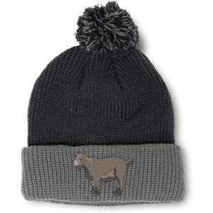 imageCustom Pom Pom Beanies for Women Pygmy Goat Embroidery Skull Cap Winter Hats for Men Acrylic 1 SizeBlack Grey Design Only