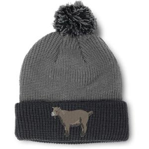 imageCustom Pom Pom Beanies for Women Pygmy Goat Embroidery Skull Cap Winter Hats for Men Acrylic 1 SizeGrey Black Design Only