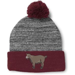 imageCustom Pom Pom Beanies for Women Pygmy Goat Embroidery Skull Cap Winter Hats for Men Acrylic 1 SizeHeather Gray Burgundy Design Only