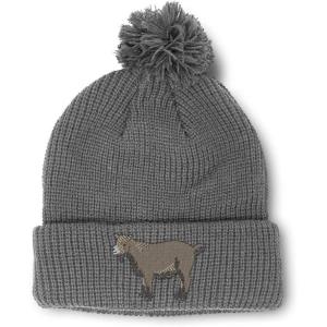 imageCustom Pom Pom Beanies for Women Pygmy Goat Embroidery Skull Cap Winter Hats for Men Acrylic 1 SizeLight Grey Design Only