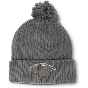 imageCustom Pom Pom Beanies for Women Pygmy Goat Embroidery Skull Cap Winter Hats for Men Acrylic 1 SizeLight Grey Personalized Text Here