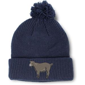imageCustom Pom Pom Beanies for Women Pygmy Goat Embroidery Skull Cap Winter Hats for Men Acrylic 1 SizeNavy Design Only