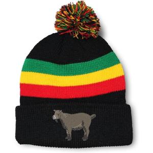 imageCustom Pom Pom Beanies for Women Pygmy Goat Embroidery Skull Cap Winter Hats for Men Acrylic 1 SizeRasta Design Only