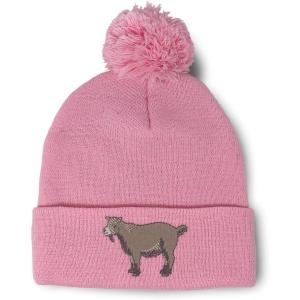 imageCustom Pom Pom Beanies for Women Pygmy Goat Embroidery Skull Cap Winter Hats for Men Acrylic 1 SizeSoft Pink Design Only