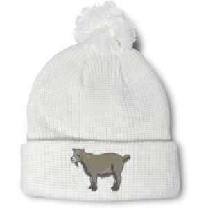 imageCustom Pom Pom Beanies for Women Pygmy Goat Embroidery Skull Cap Winter Hats for Men Acrylic 1 SizeWhite Design Only
