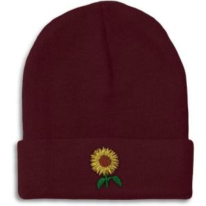 imageSpeedy Pros Beanies for Men Sunflower A Embroidery Flowers and Plants Winter Hats for Women Acrylic Skull Cap 1 SizeBurgundy Design Only