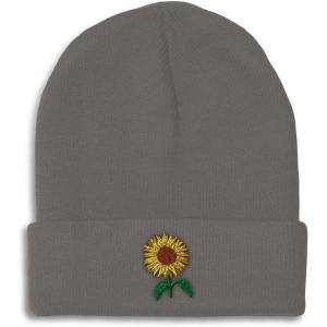 imageSpeedy Pros Beanies for Men Sunflower A Embroidery Flowers and Plants Winter Hats for Women Acrylic Skull Cap 1 SizeDark Grey Design Only